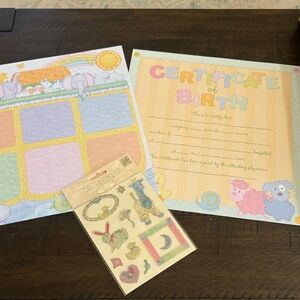 Baby Girl Scrapbook Kit with Certificate and Stickers